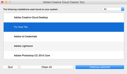 mac os x adobe creative cloud cleaner tool fix host file